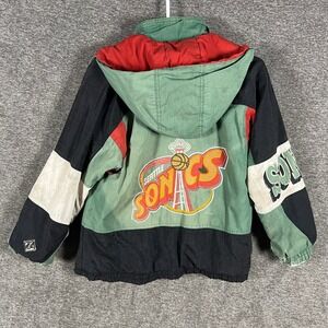Vintage Seattle Supersonics Jacket Youth NBA Basketball 90s Logo Hooded Distress